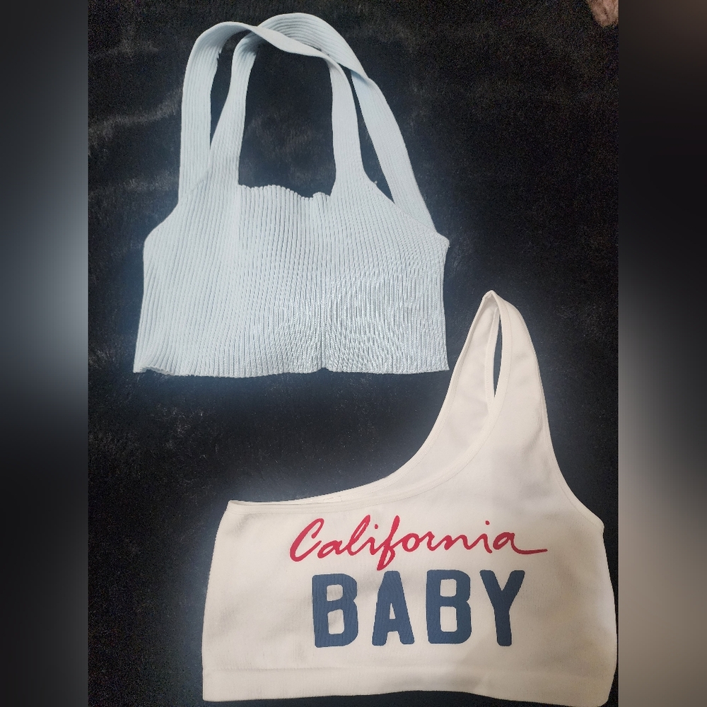 Blue and White Crop Tops